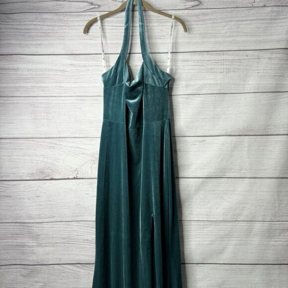 DB Studio Long Velvet Dress Halter 30" SLIT womens size‎ 10 FLAW